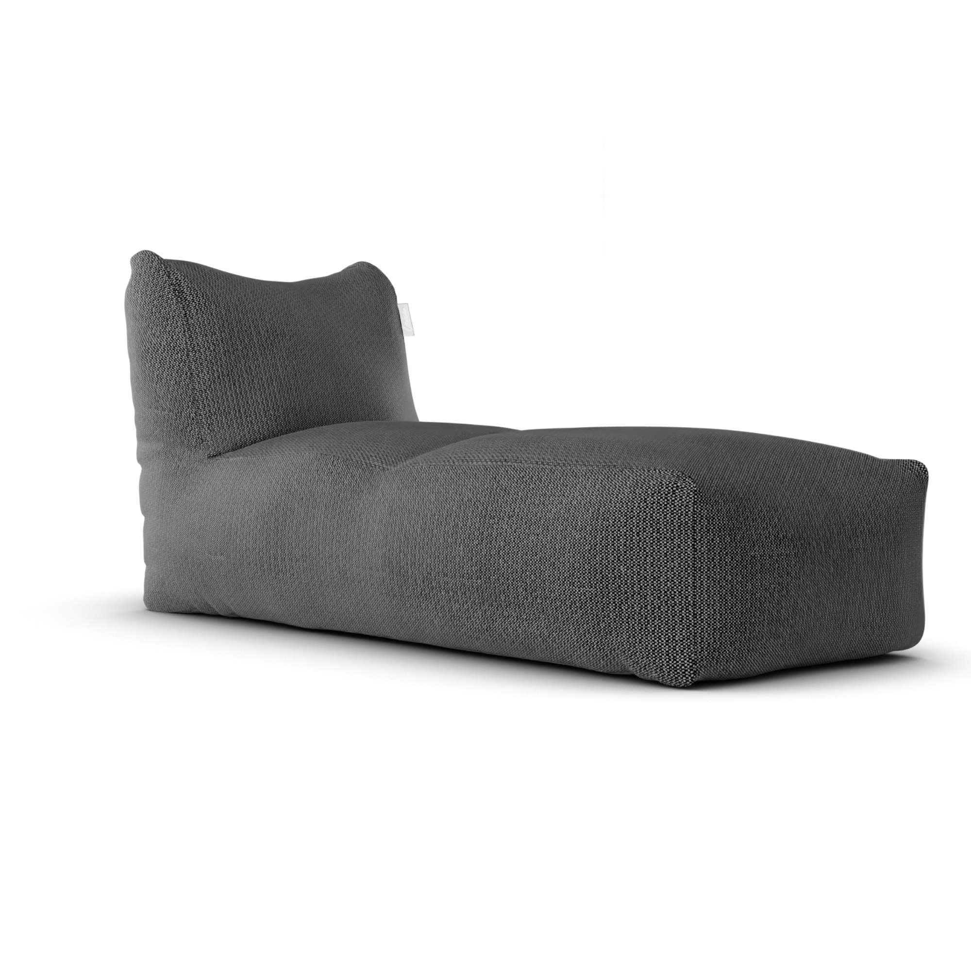Original Long Chair Anthracite van Laui Lounge, antracietgrijze loungestoel van waterafstotende stof schuin van voren