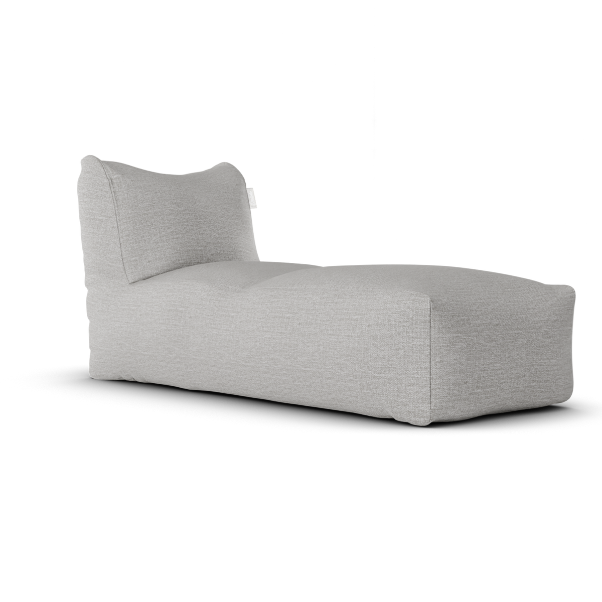 Original Long Chair Ash Grey van Laui Lounge, asgrijze loungestoel van waterafstotende stof schuin van voren