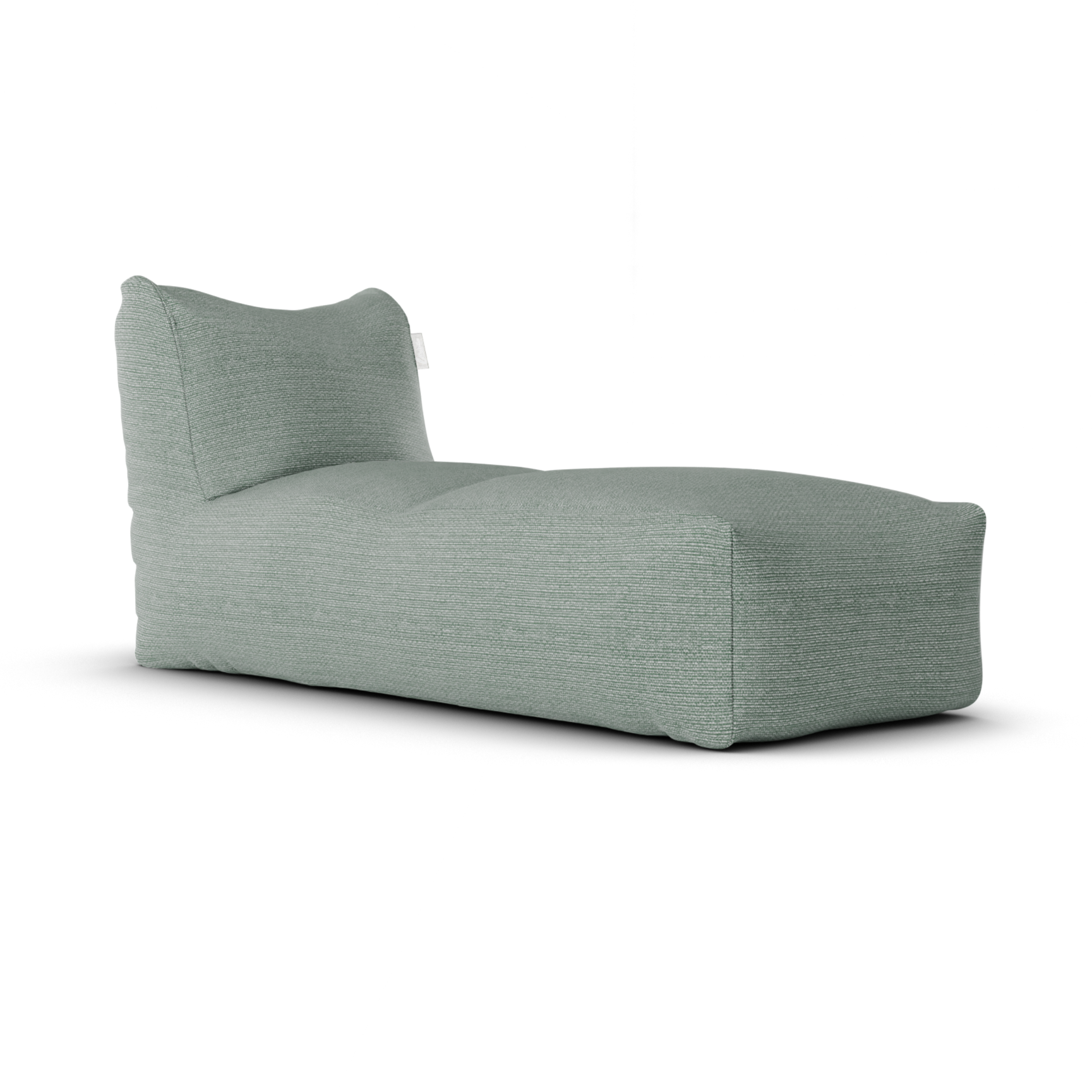 Original Long Chair Sea Green van Laui Lounge, zeegroene loungestoel schuin van links voren