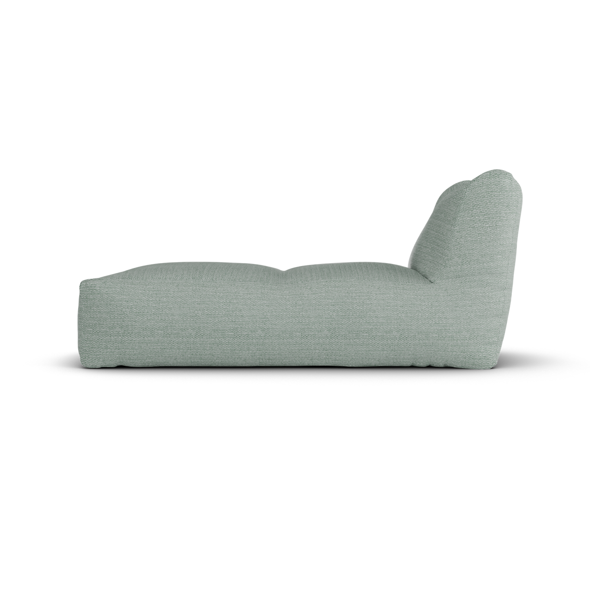 Laui Lounge loungestoel in sea green van opzij, met zichtbare diepte van 150 centimeter