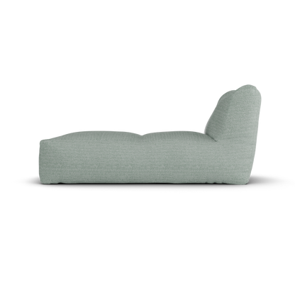 Laui Lounge loungestoel in sea green van opzij, met zichtbare diepte van 150 centimeter