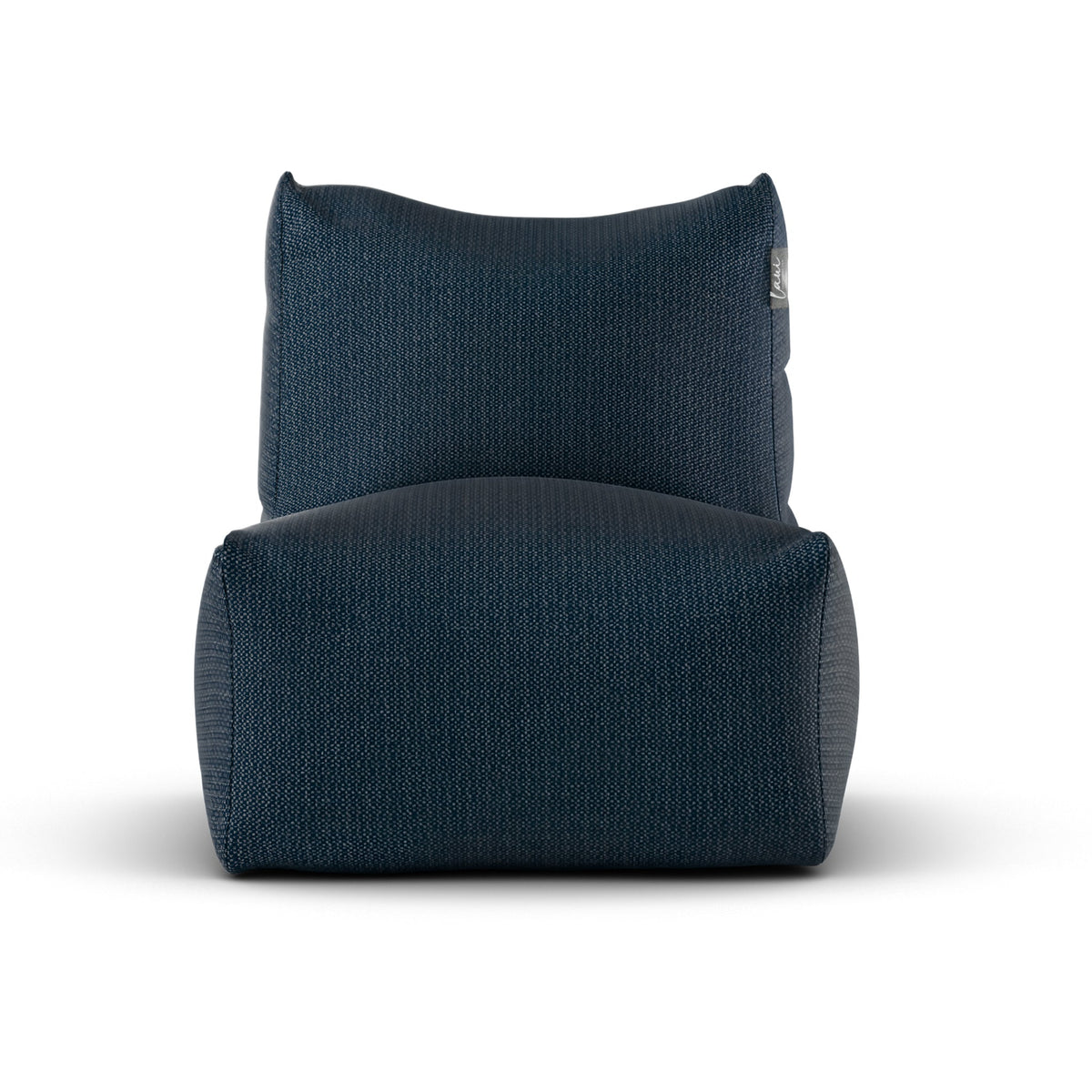 Marineblauwe Lounge SeatXL van Laui Lounge van voren, met brede zitting van 68 centimeter