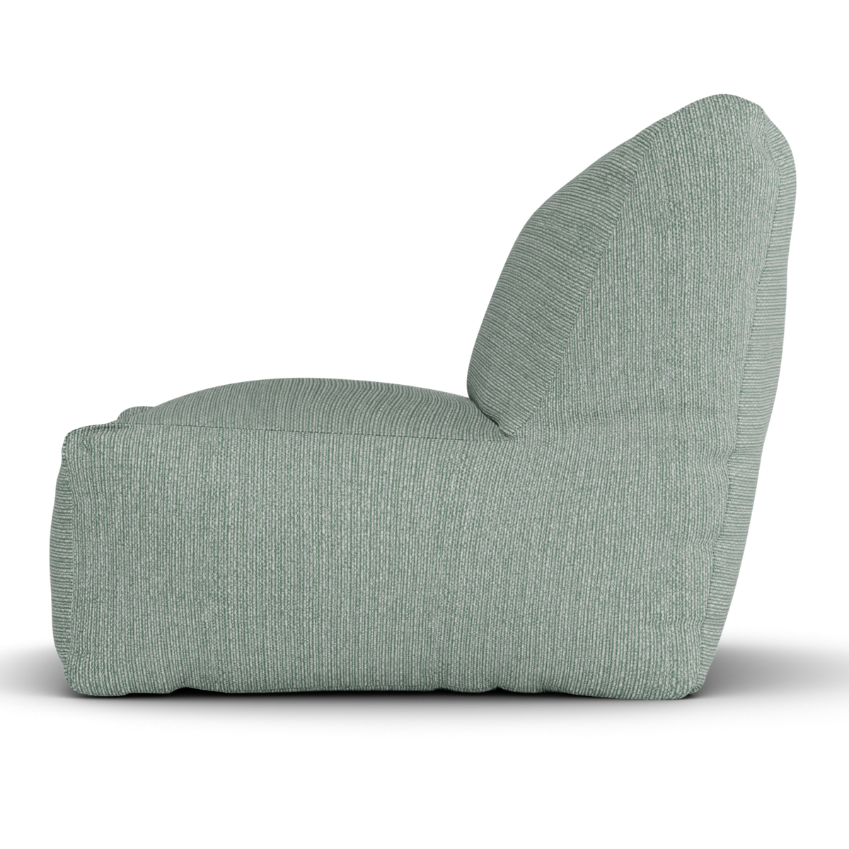 Laui Lounge loungestoel in sea green van opzij, met rughoogte van 74 centimeter