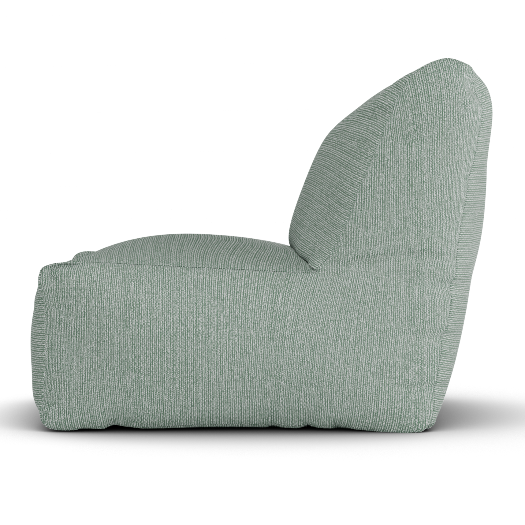 Laui Lounge loungestoel in sea green van opzij, met rughoogte van 74 centimeter