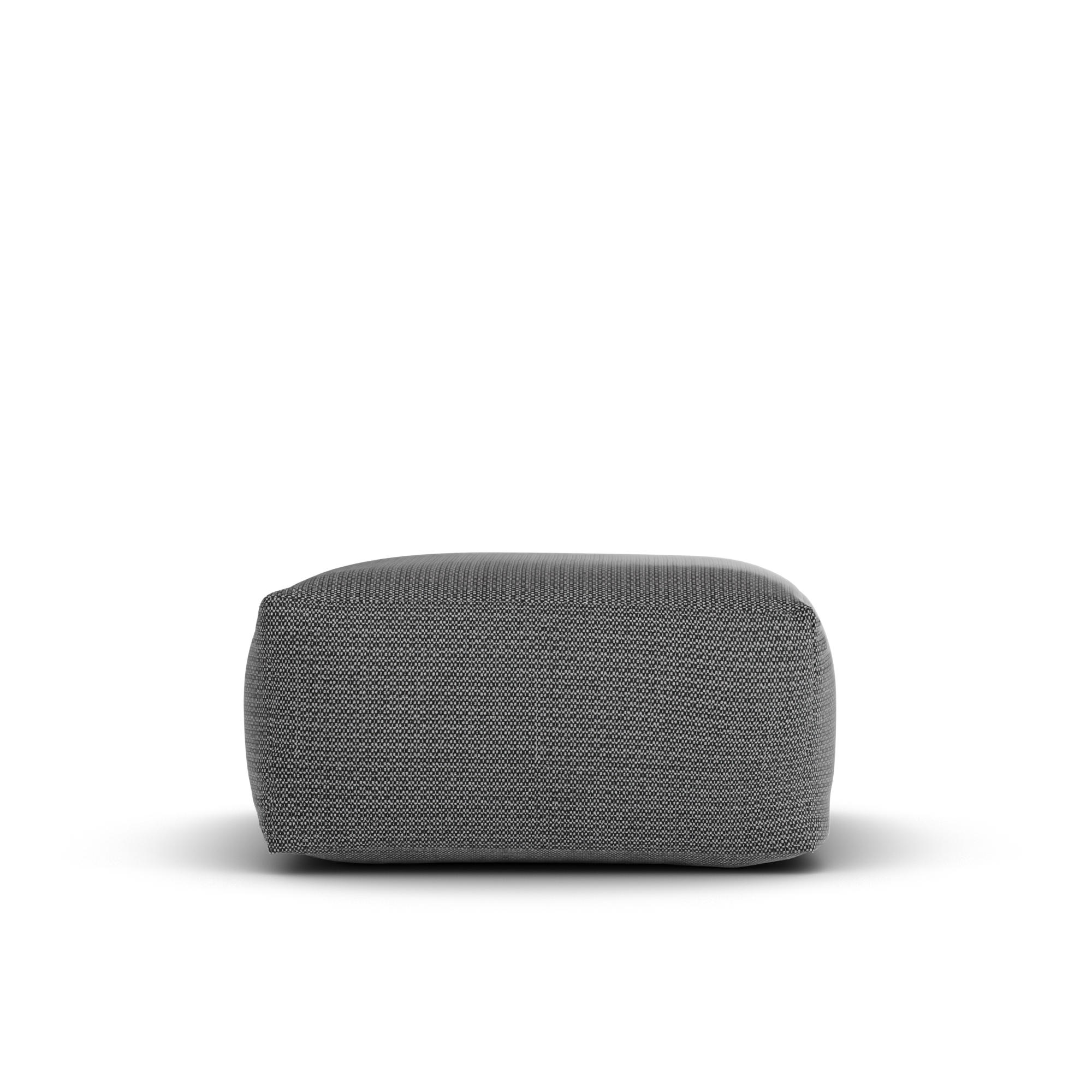 Zijaanzicht van de antraciete Square Pouf van Laui Lounge met een zithoogte van 34 cm