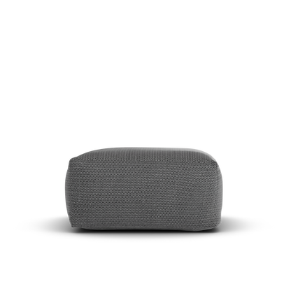 Zijaanzicht van de antraciete Square Pouf van Laui Lounge met een zithoogte van 34 cm