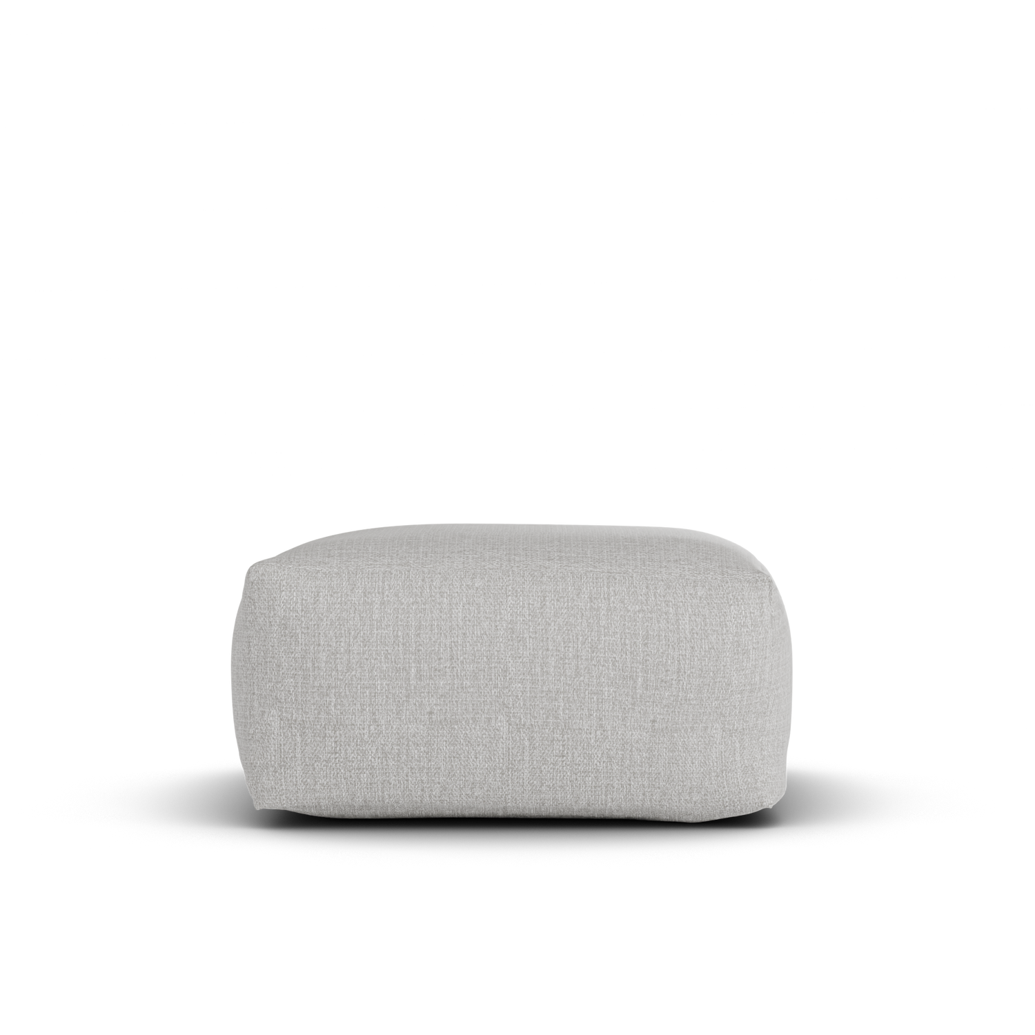 Zijaanzicht van de Square Pouf Ash Grey van Laui Lounge met een zithoogte van 34 cm