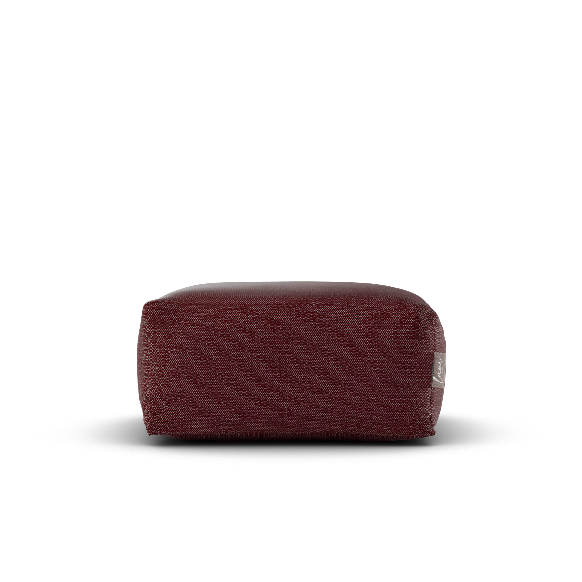Vooraanzicht van de Original Square Pouf Burgundy, UV bestendige poef van Laui Lounge