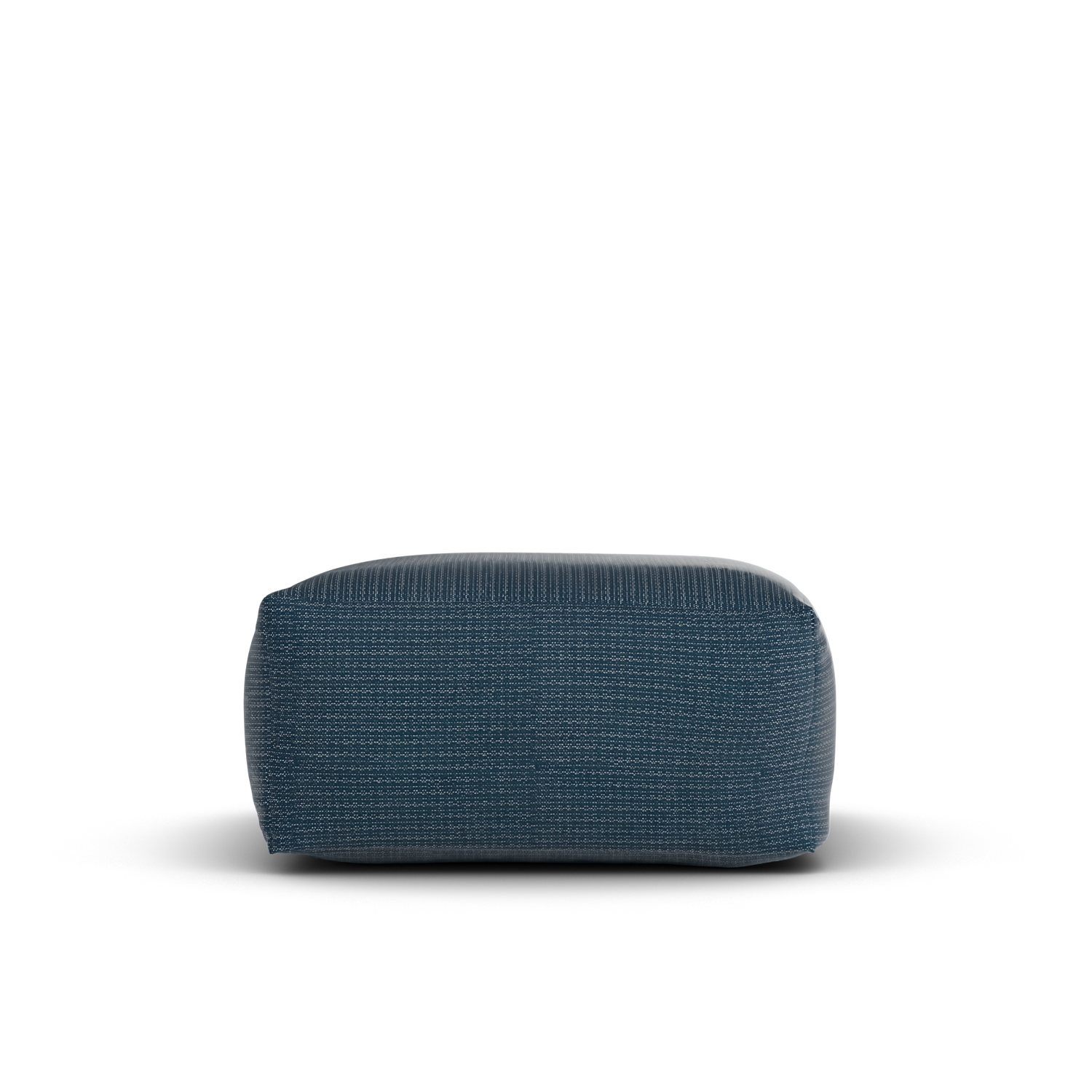 Zijaanzicht van de marineblauwe Square Pouf van Laui Lounge met zithoogte 34 cm