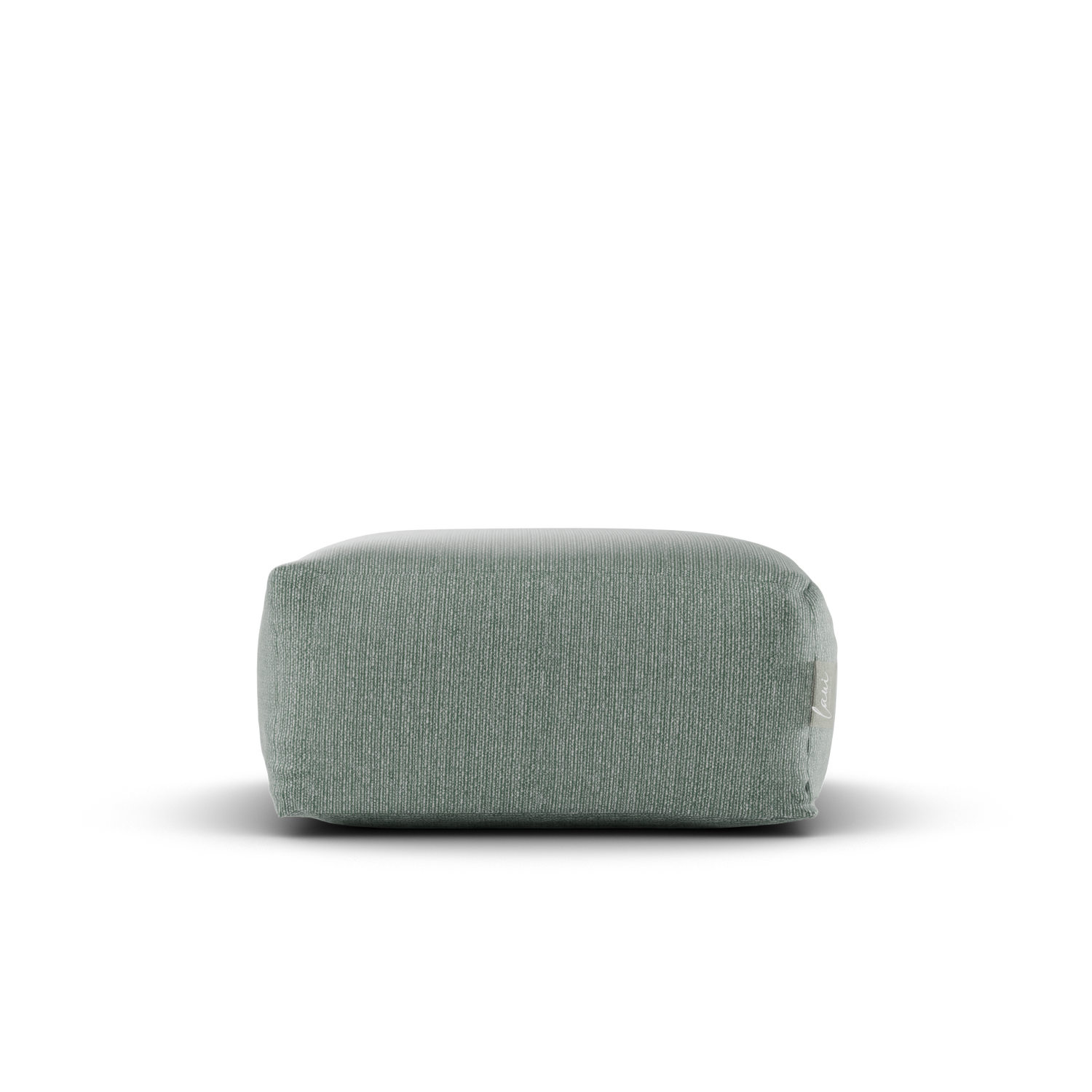 Vooraanzicht van de Original Square Pouf Sea Green, UV bestendige poef van Laui Lounge