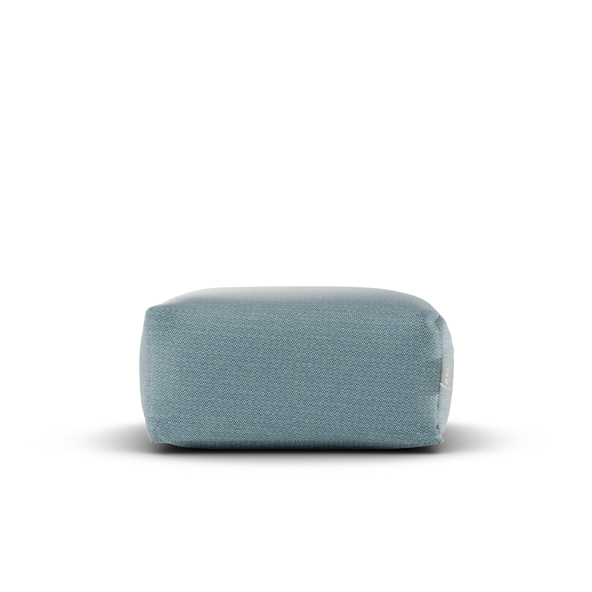Vooraanzicht van de Original Square Pouf Sky Blue, waterafstotende poef van Laui Lounge