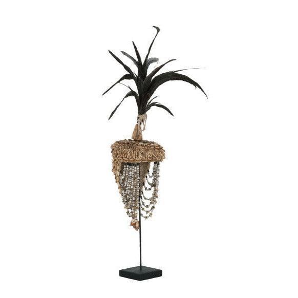 Balinese helm met schelpen en veren H110cm MUST Living