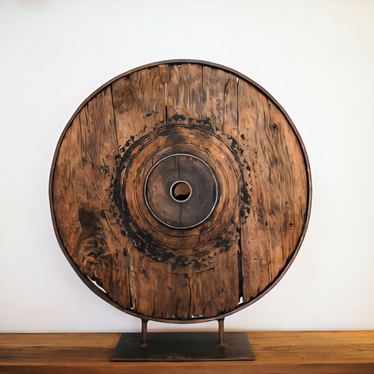 Ornament Pompei Molensteen Teruggewonnen Hout Naturel van Pomax, extra aanzicht in naturel