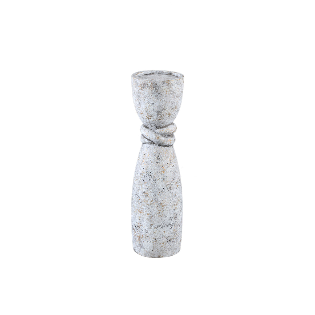 Ornan Grey cement candle holder round detail S PTMD - Kandelaar - PTMD - livinglovely.nl