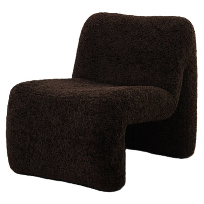 Oslo Luxe Fauteuil Teddy Bruin van PTMD, sculpturale fauteuil in donkerbruine teddy stof