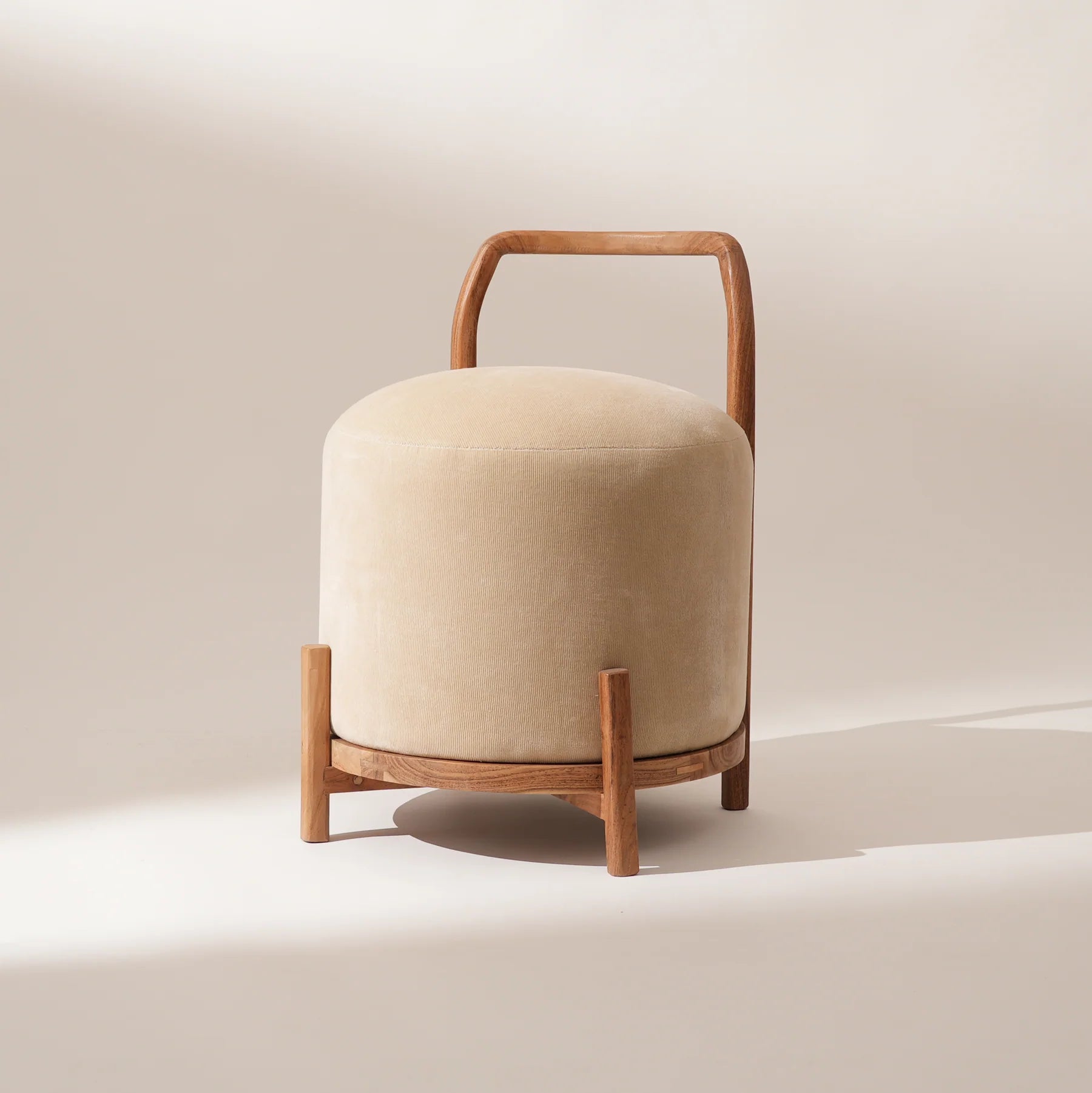 Ottomaanse Kruk Hout Beige Expobazaar - Kruk - ExpoBazaar - livinglovely.nl