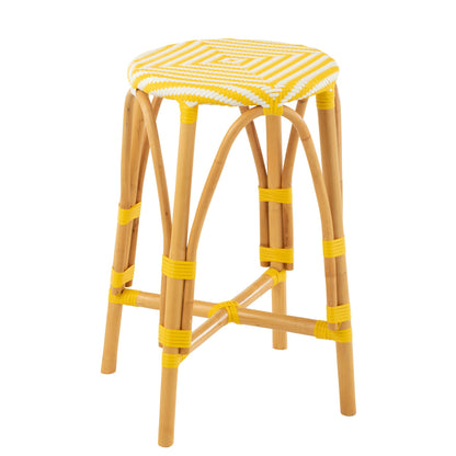 Outdoor Barkruk Live Rond Rotan Geel/Wit J-Line