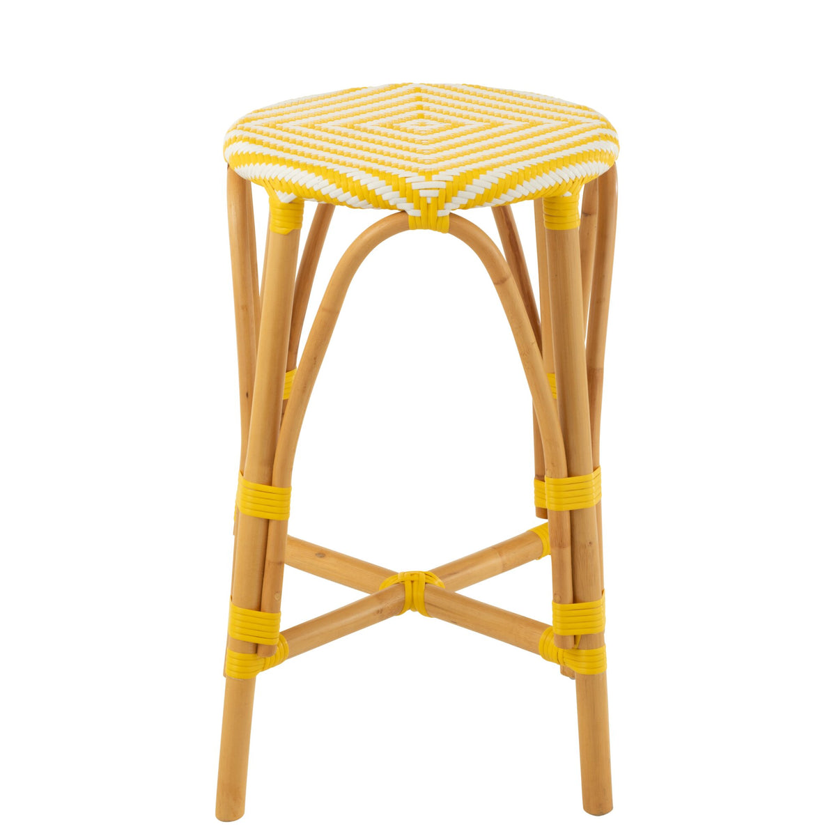 Outdoor Barkruk Live Rond Rotan Geel/Wit J-Line