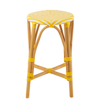 Outdoor Barkruk Live Rond Rotan Geel/Wit J-Line