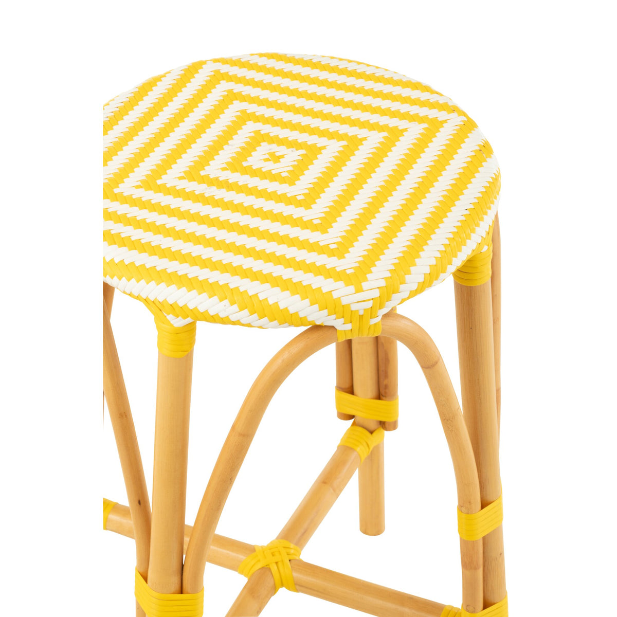 Outdoor Barkruk Live Rond Rotan Geel/Wit J-Line