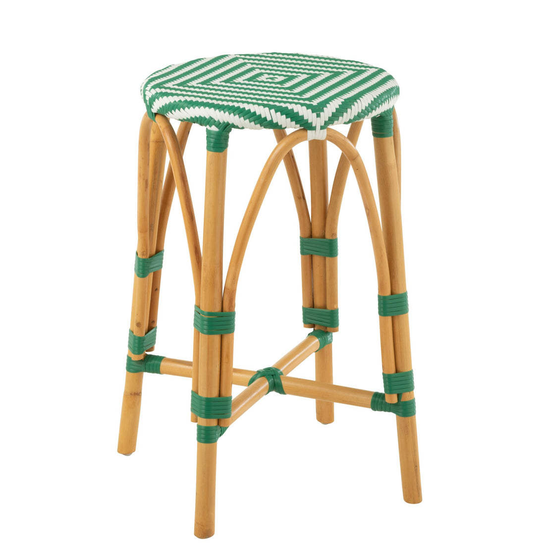 Outdoor Barkruk Live Rond Rotan Groen/Wit J-Line