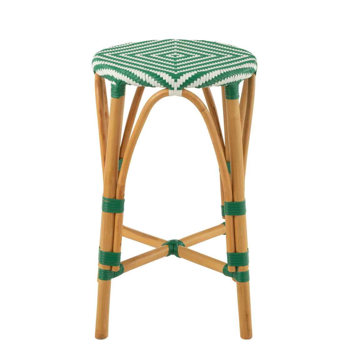 Outdoor Barkruk Live Rond Rotan Groen/Wit J-Line