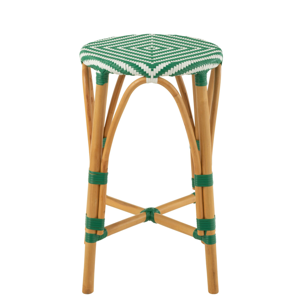 Outdoor Barkruk Live Rond Rotan Groen/Wit J-Line