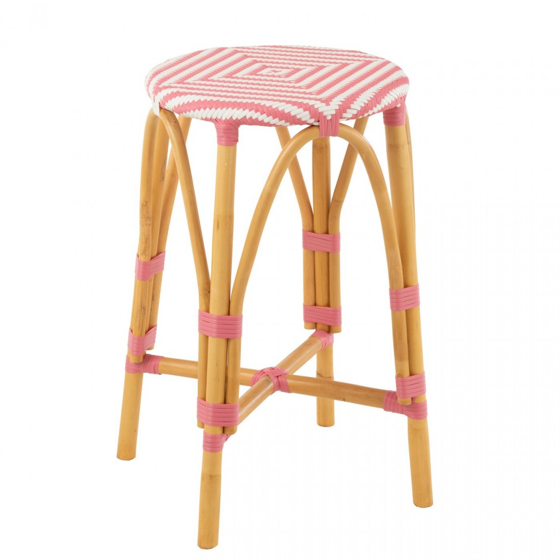 Kruk Rotan Roze Large - Barkruk - J-Line - livinglovely.nl