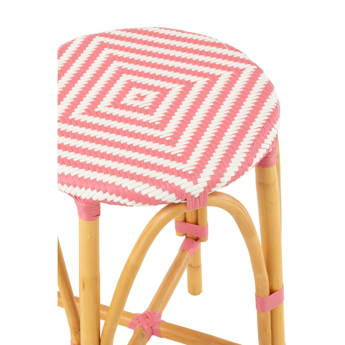 Outdoor Barkruk Live Rond Rotan Roze/Wit J-Line