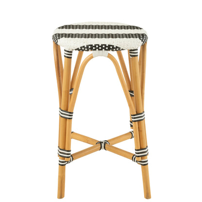 Outdoor Barkruk Live Rond Rotan Zwart/Wit J-Line