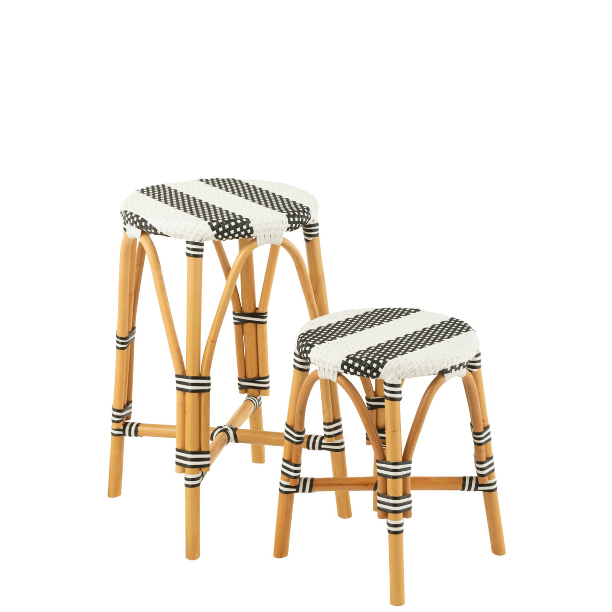 Outdoor Barkruk Live Rond Rotan Zwart/Wit J-Line