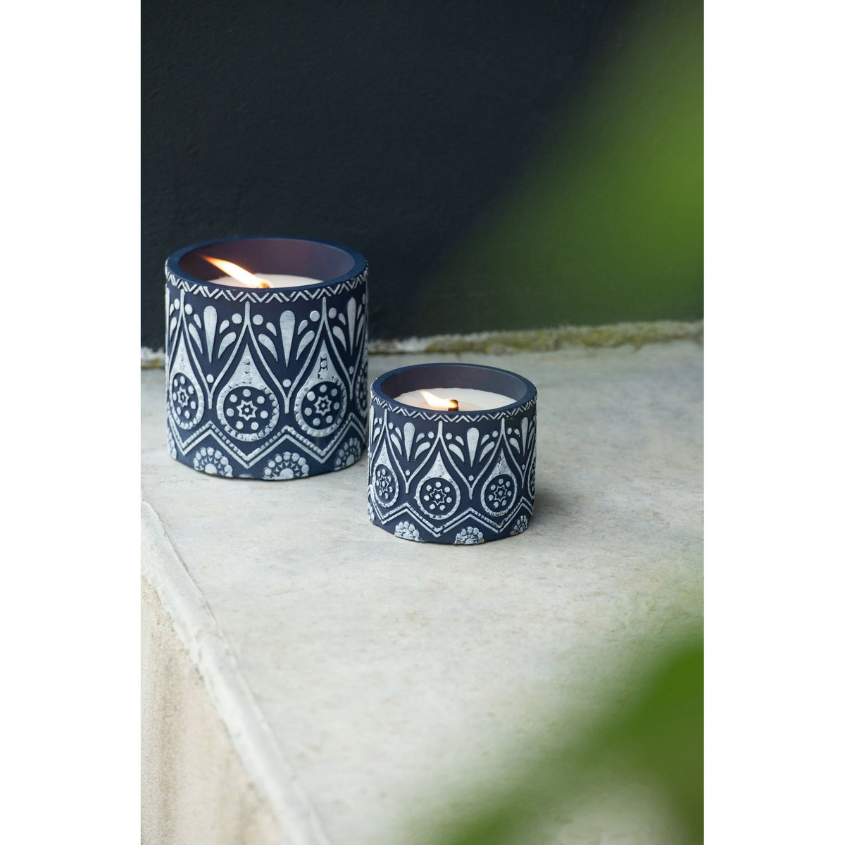 Outdoor Citronellakaars Blauw/Wit Medium J-Line