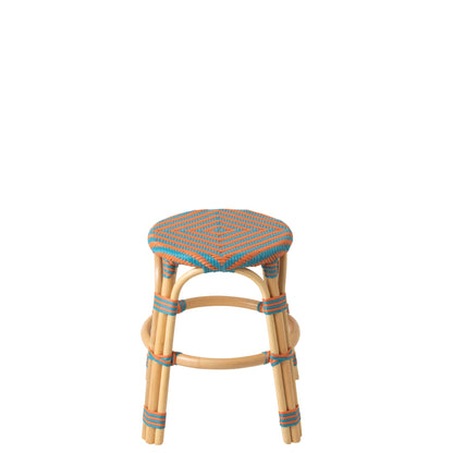 Outdoor Kruk Geo Rond Rotan Oranje/Turquoise J-Line