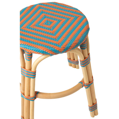 Outdoor Kruk Geo Rond Rotan Oranje/Turquoise J-Line