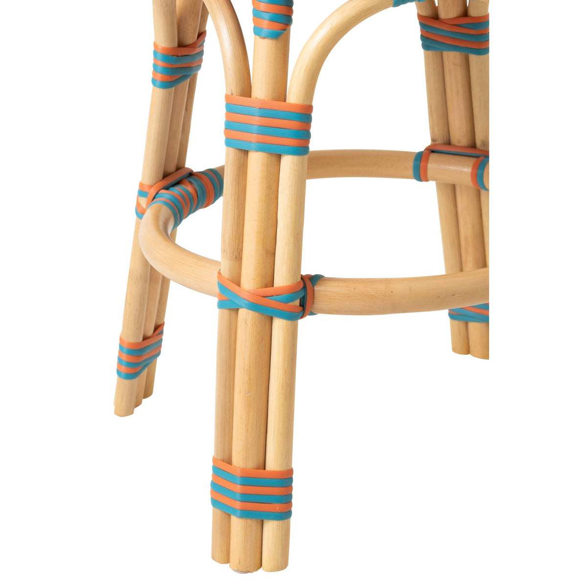 Outdoor Kruk Geo Rond Rotan Oranje/Turquoise J-Line