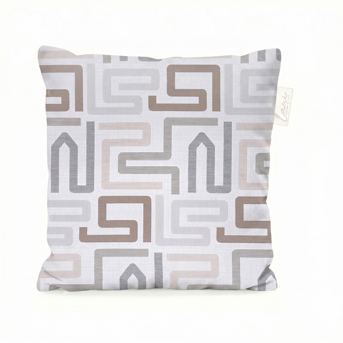 Laui Lounge outdoor kussen Maze Chiffon 50x50 cm met grafisch doolhofdessin in gebroken wit