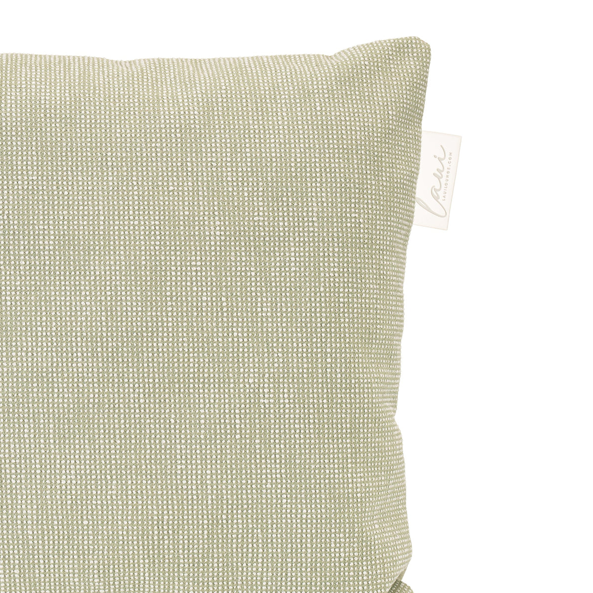 Achterkant in Heritage Moss van het Laui Lounge kussen Slow Spirea 50x50 cm
