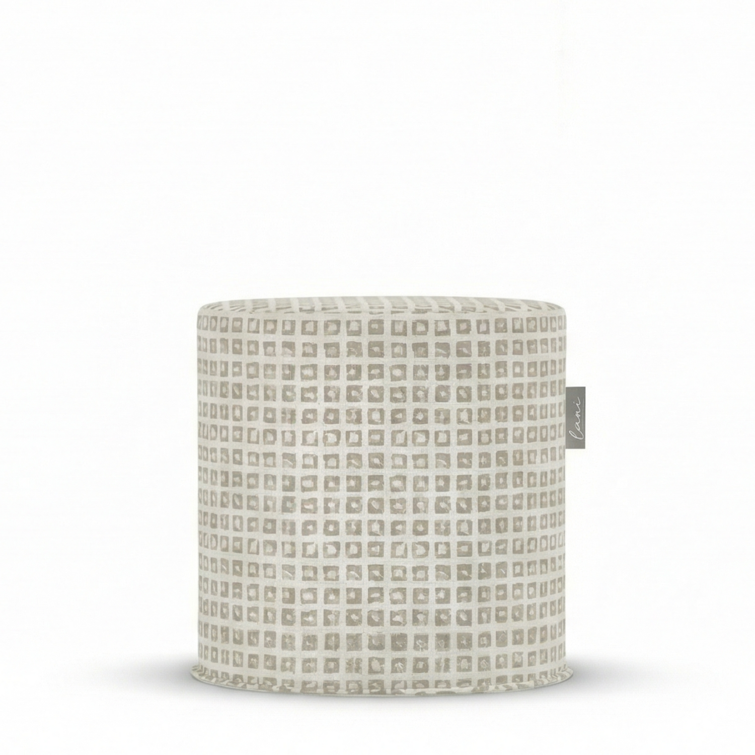 Laui Lounge Outdoor Pouf Block Stonewash Ø44x46 cm met blokdessin in zand en grijsblauw
