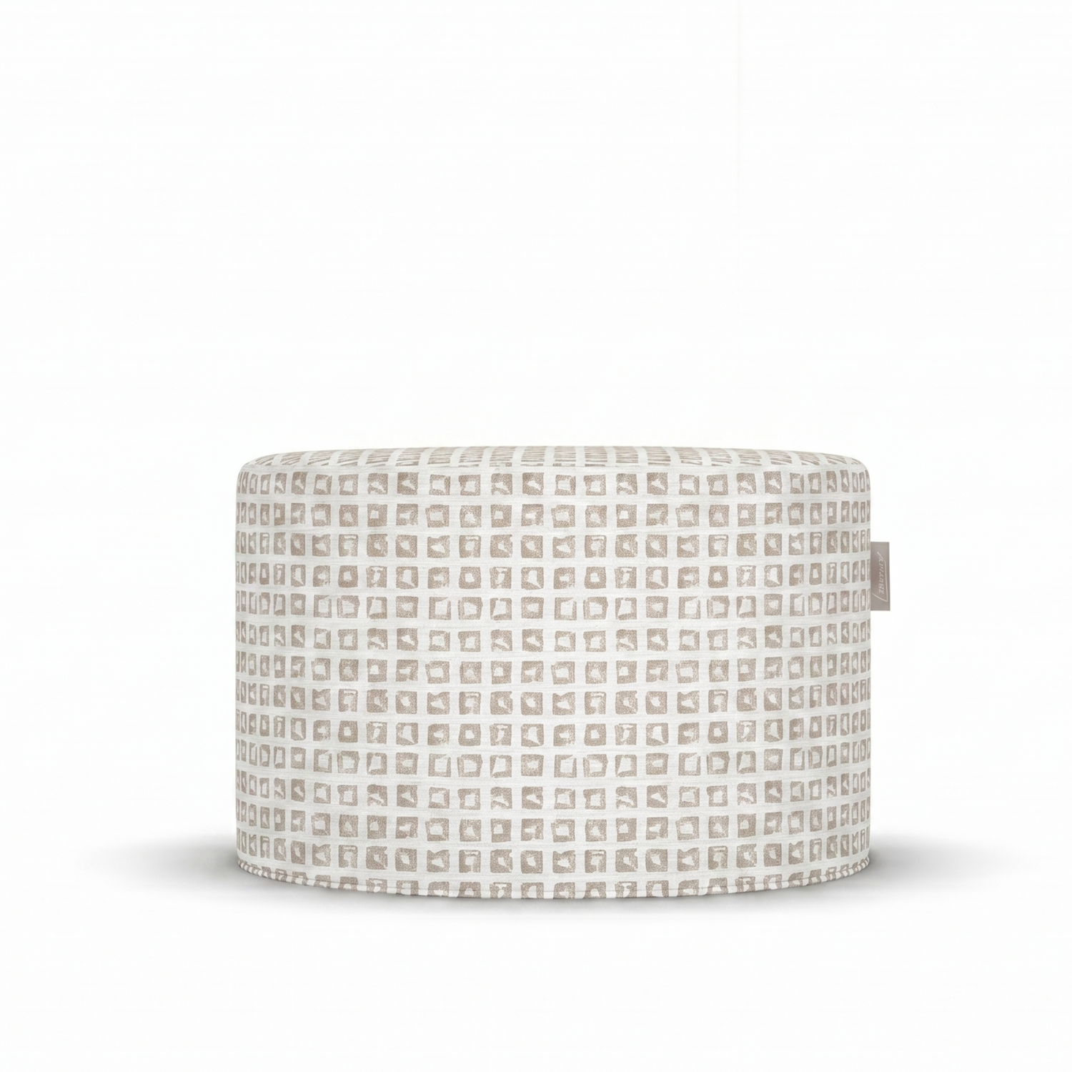 Laui Lounge Outdoor Pouf Block Stonewash Ø68x35 cm, brede ronde poef met blokdessin
