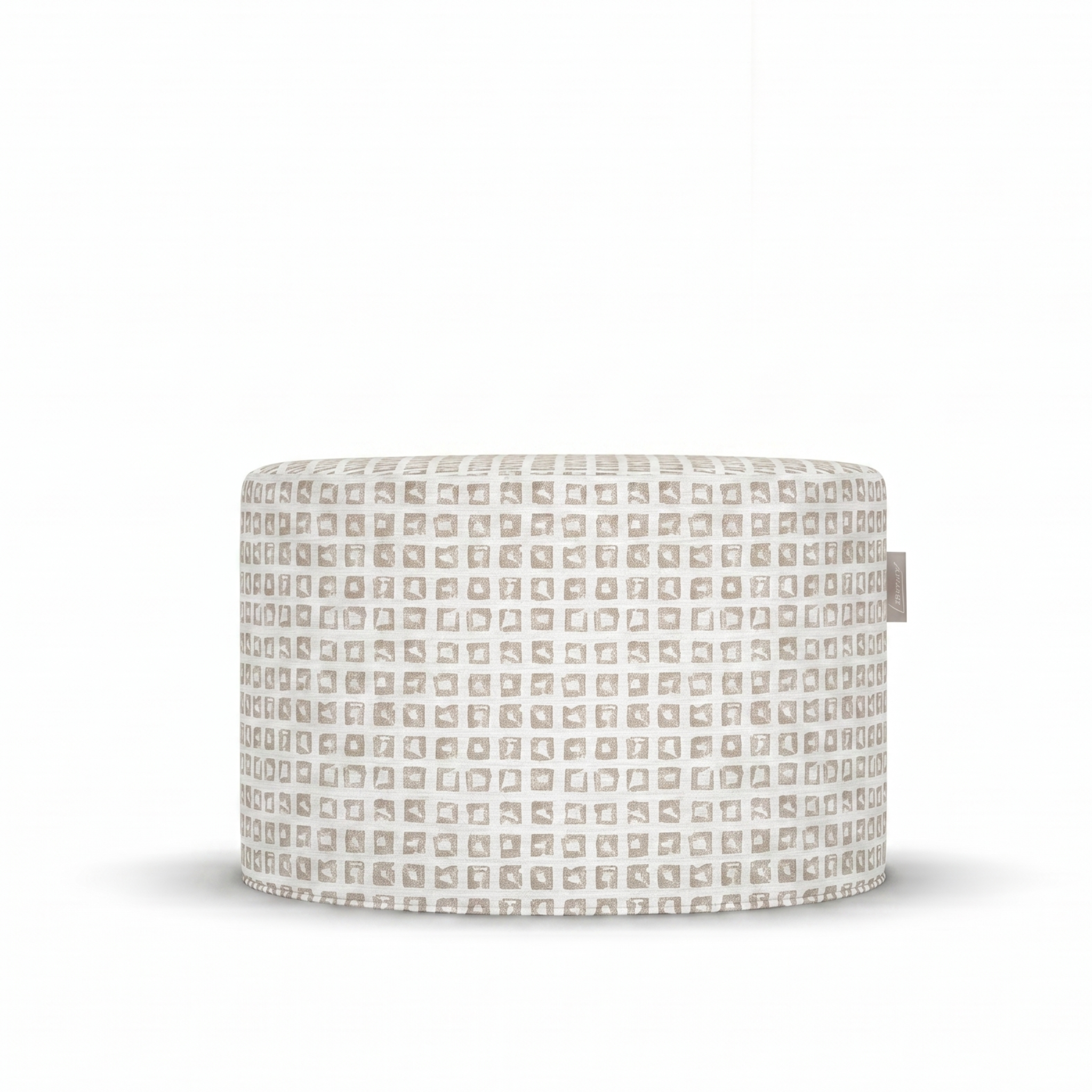 Laui Lounge Outdoor Pouf Block Stonewash Ø68x35 cm, brede ronde poef met blokdessin