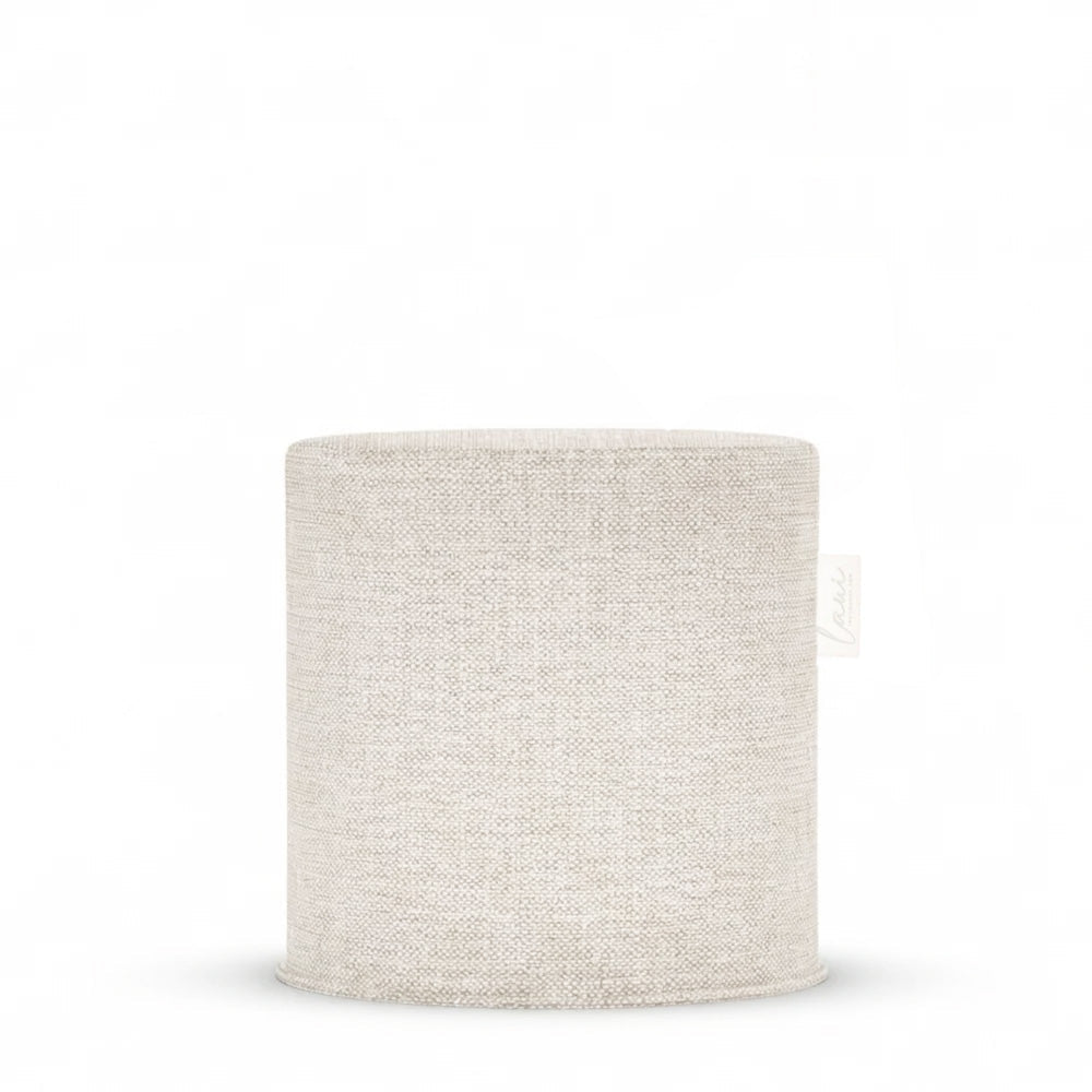 Laui Lounge Boho Outdoor Pouf Beige, ronde poef van Ø44x46 cm met geweven boho structuur
