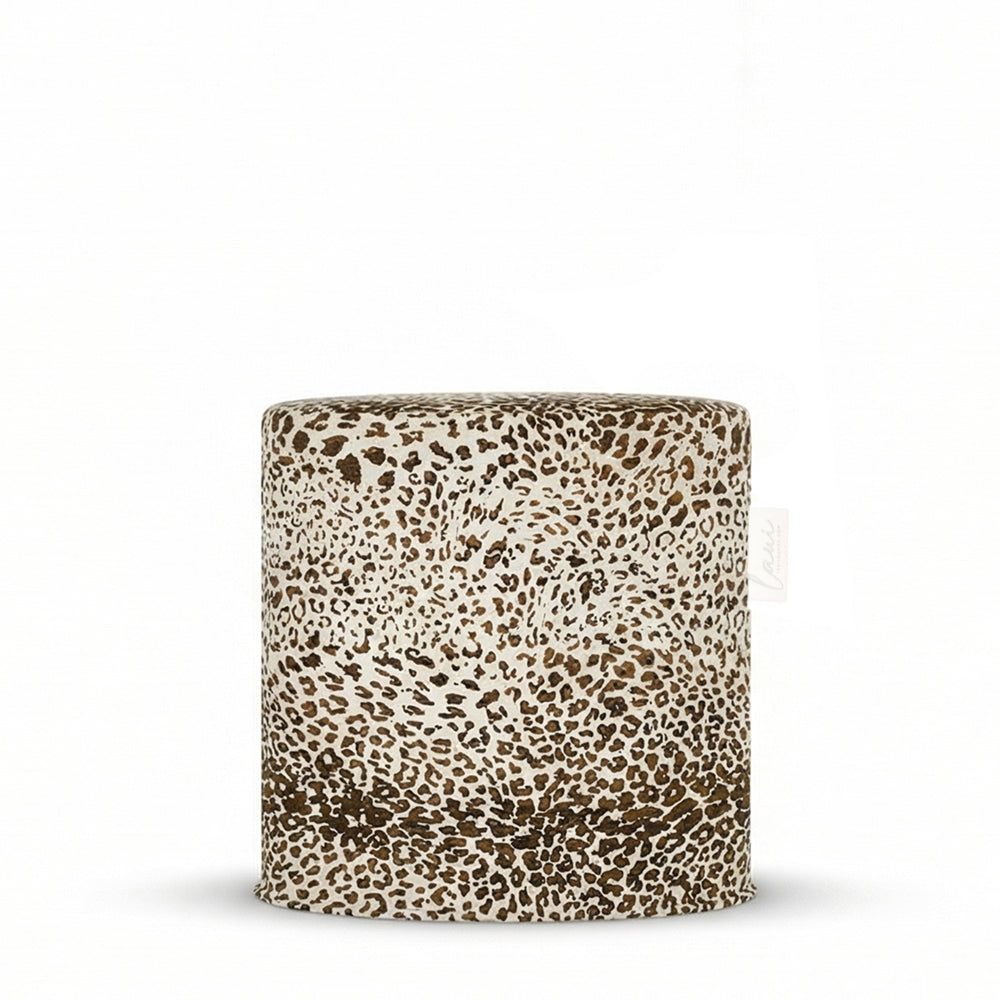 Laui Lounge Outdoor Pouf Camo Coconut Ø44x46 cm met organisch dessin in kokostinten