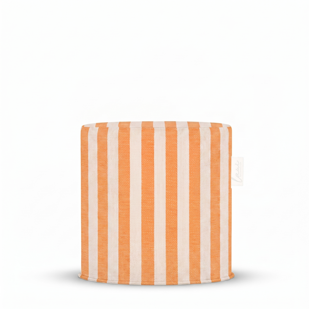 Laui Lounge Outdoor Pouf The Riviera Papaya Ø44x46 cm met warm oranje streepdessin