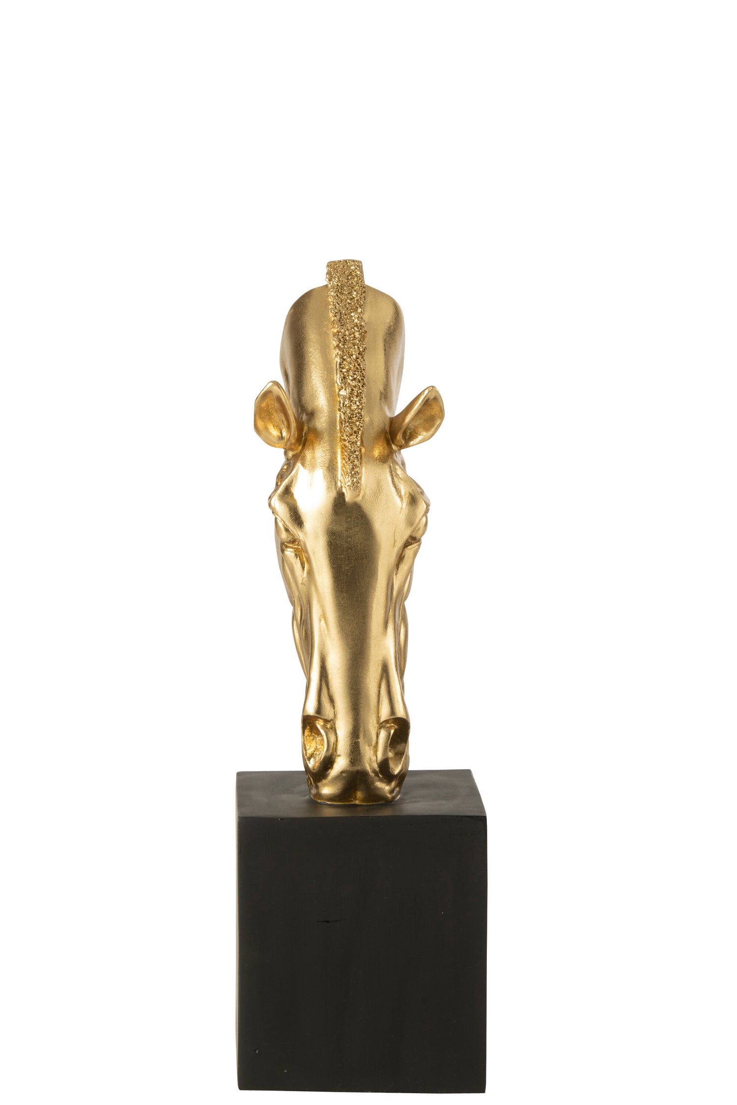 Paard Op Voet Polyresin Goudkleurig/Zwart Small J-Line - Beeld - J-Line - livinglovely.nl