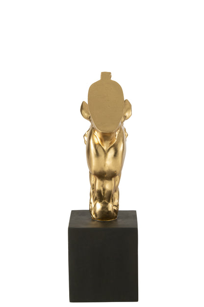 Paard Op Voet Polyresin Goudkleurig/Zwart Small J-Line - Beeld - J-Line - livinglovely.nl