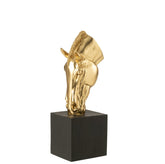 Paard Op Voet Polyresin Goudkleurig/Zwart Small J-Line - Beeld - J-Line - livinglovely.nl