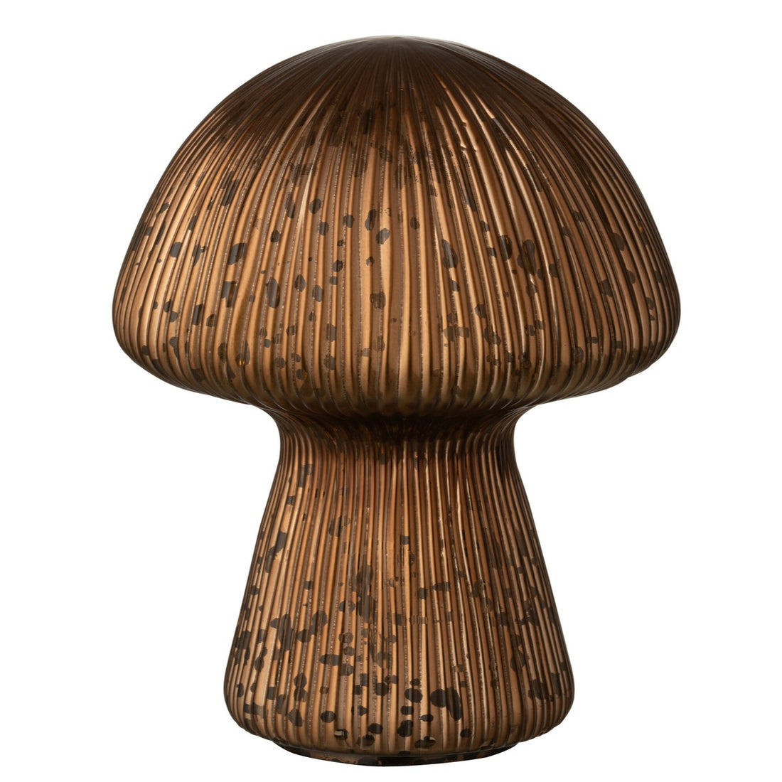 Paddenstoel Led Gestreept Glas Bruin - Tafellamp - J-Line - livinglovely.nl