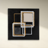Painting Square Canvas/Wood Black/Gold - Schilderij - J-Line - livinglovely.nl