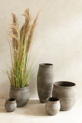 Pampas Gras 5 Koppen In Pot Pvc Groen/Beige Small - Kunstplant - J-Line - livinglovely.nl