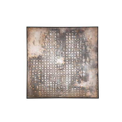 Pathe Brown Canvas Painting Rough Pattern Square van PTMD, bruin vierkant canvas schilderij op witte achtergrond